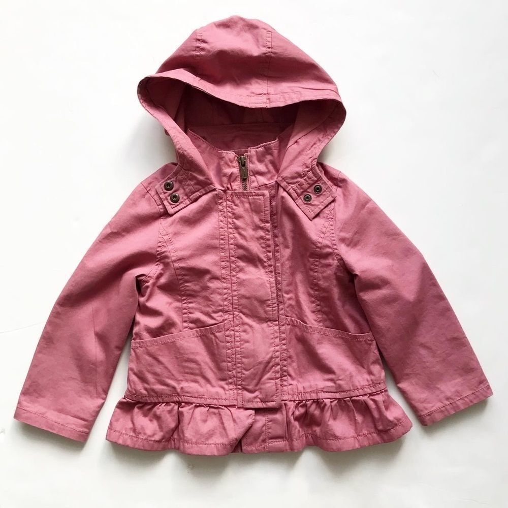 Old Navy pink hooded peplum  jacket EUC 3T